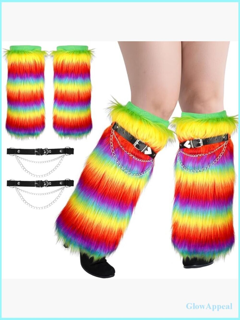 Plus Size Faux Fur Leg Warmers with Adjustable Chain Strap